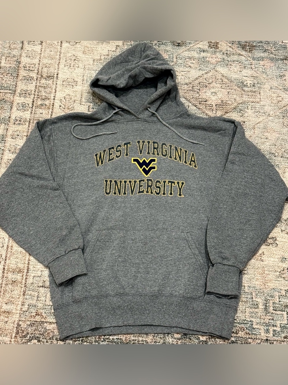 West Virginia Mountaineers WVU Gray Logo the game brand Pullover Hoodie Sz M